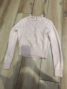 Gianni Bini Blush Pink Ruffle Mock Neck Sweater